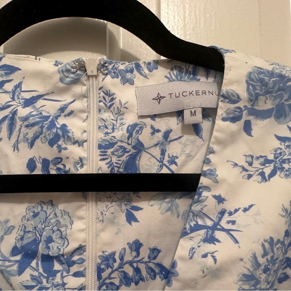 Tuckernuck Ginger Midi Dress in Blue and White Floral Toile - Picture 6 of 7